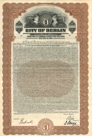 City of Berlin - Canceled $1,000 6% Gold Bond